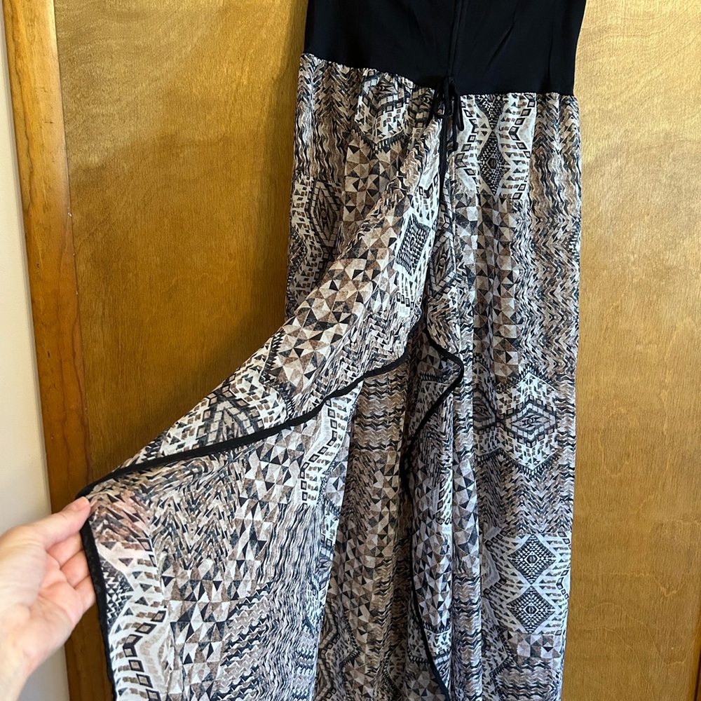 Black and Brown Patterned Maxi Dress Size M - Picture 4 of 6